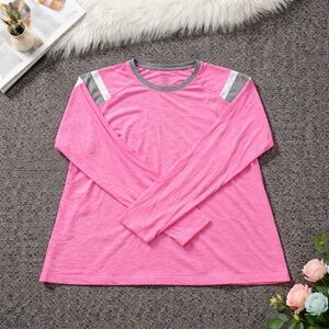 Pink Long Sleeve Top with Gray Accents